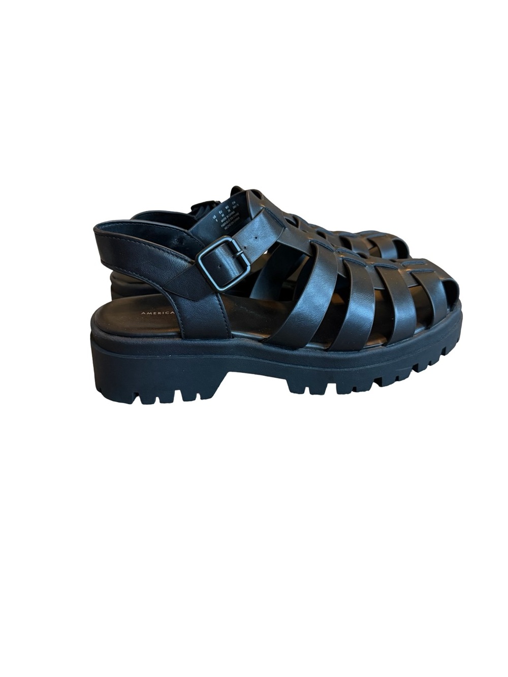 American Eagle Closed Toe Fisherman Sandals Black Chunky Lug Sole Size 9 Women's